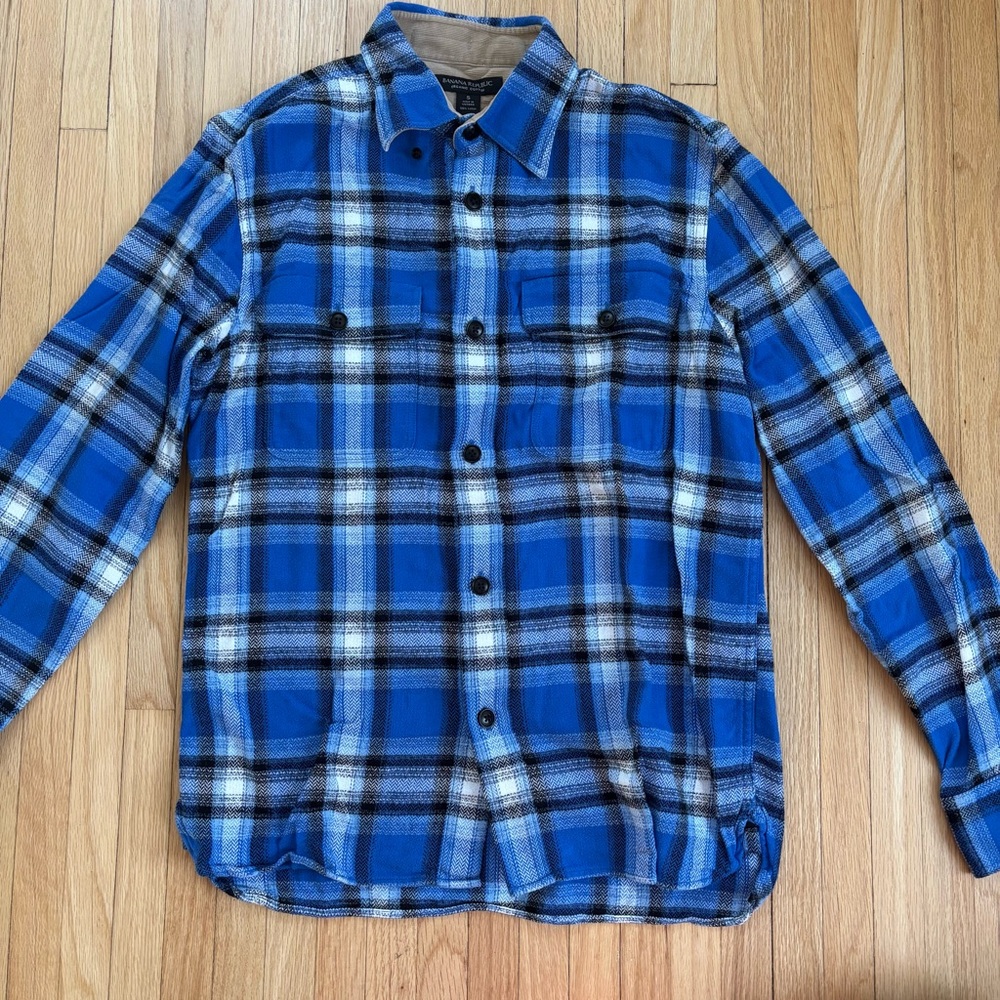 Banana Republic Blue and White Plaid Shirt
